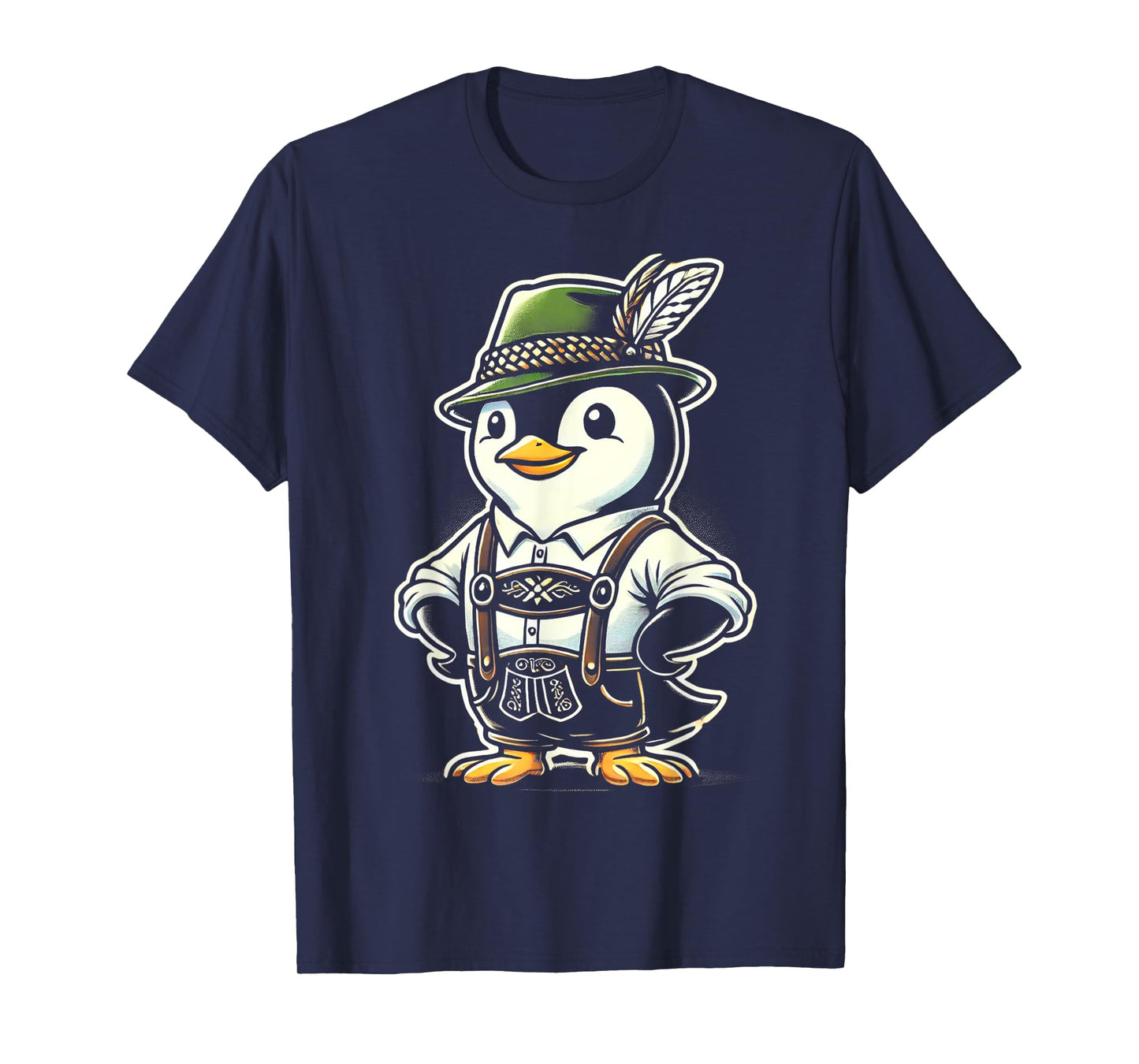 Oktoberfest Penguin Funny German Bavarian Lederhosen Penguin T-Shirt