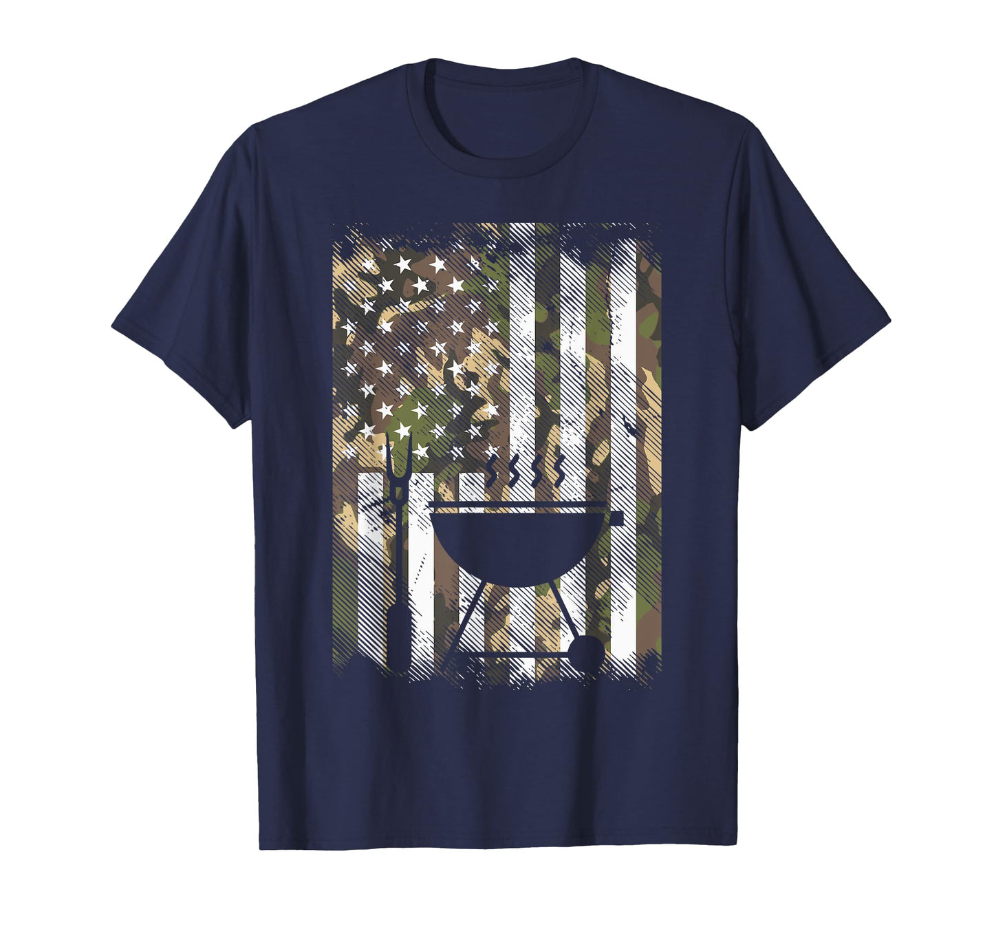 Camo US Flag Bbq Grill Vintage Grilling Smoking Patriotic T-Shirt