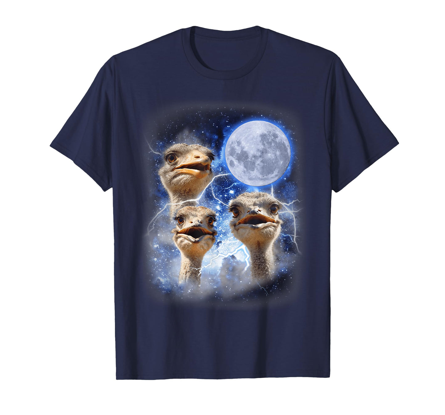 Three Ostrich Moon Hilarious Flightless 3 Bird Parody T-Shirt