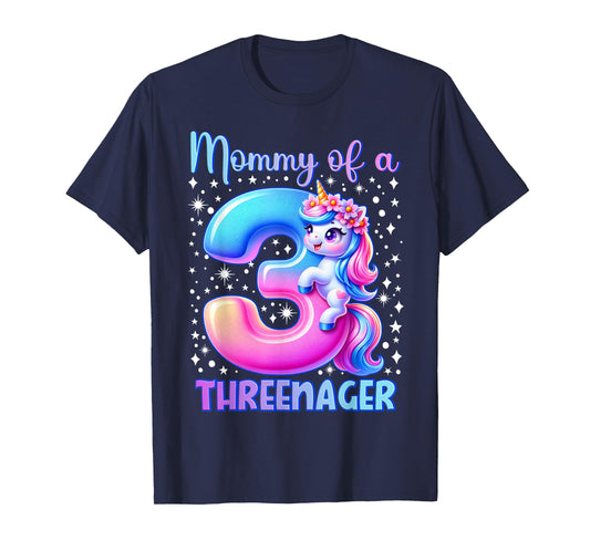 Mommy Of A Threenager 3rd Birthday Kid Princess Crown T-Shirt