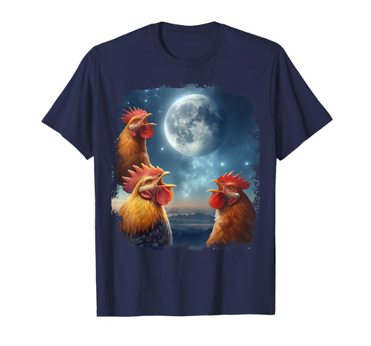3 Chicken Moon, Funny 3 Chicken Howling Like Wolves T-Shirt