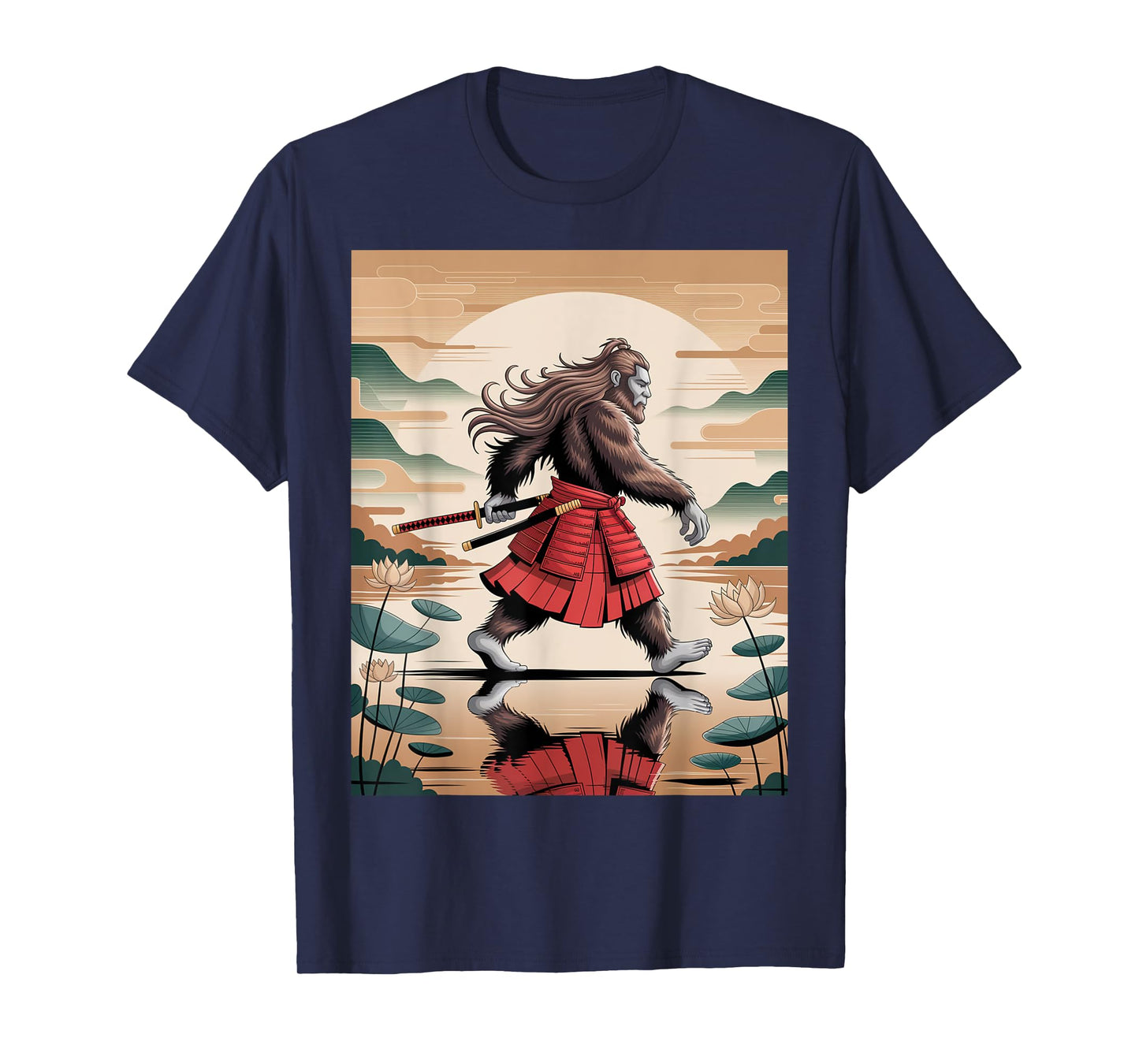 Cool Vintage Bigfoot Samurai Japanese Art for Men T-Shirt