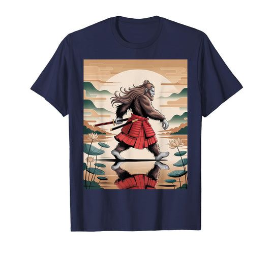 Cool Vintage Bigfoot Samurai Japanese Art for Men T-Shirt