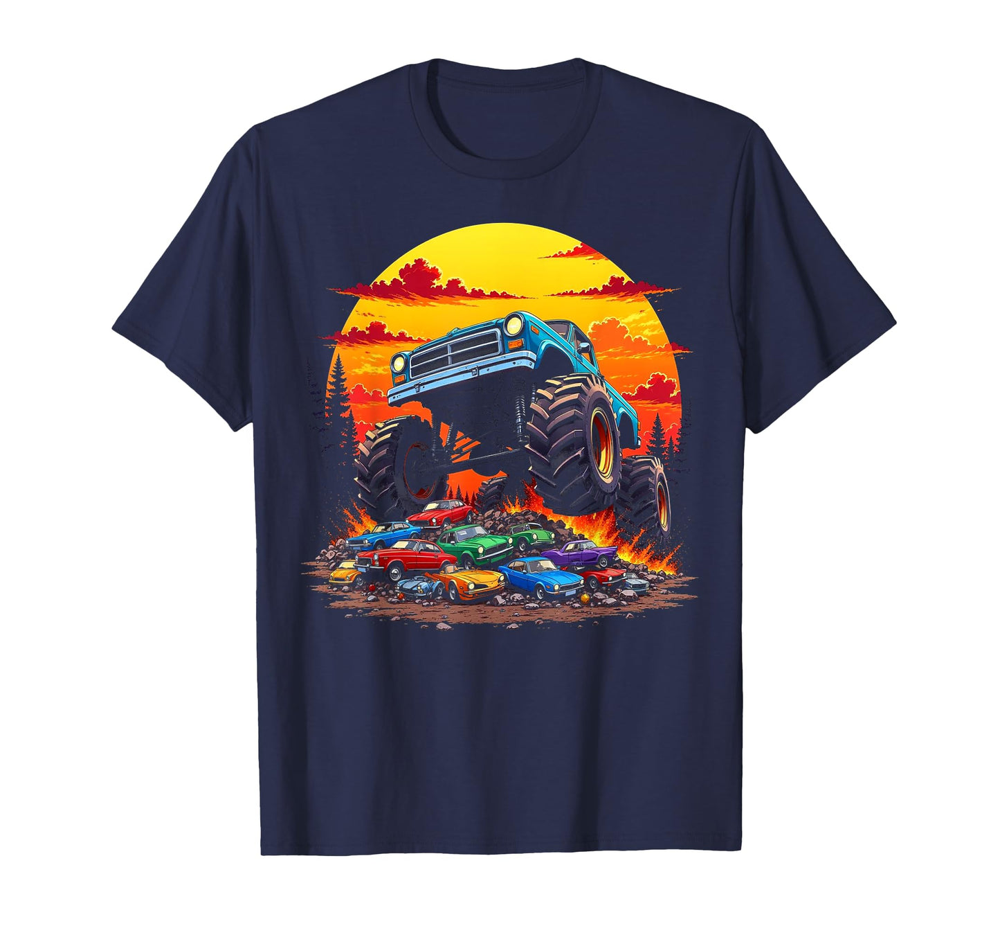 Monster Trucks Birthday Party Retro Monster Truck T-Shirt