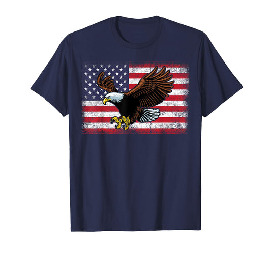 Mens Bald Eagle Shirts, Patriotic American Flag Christmas T-Shirt