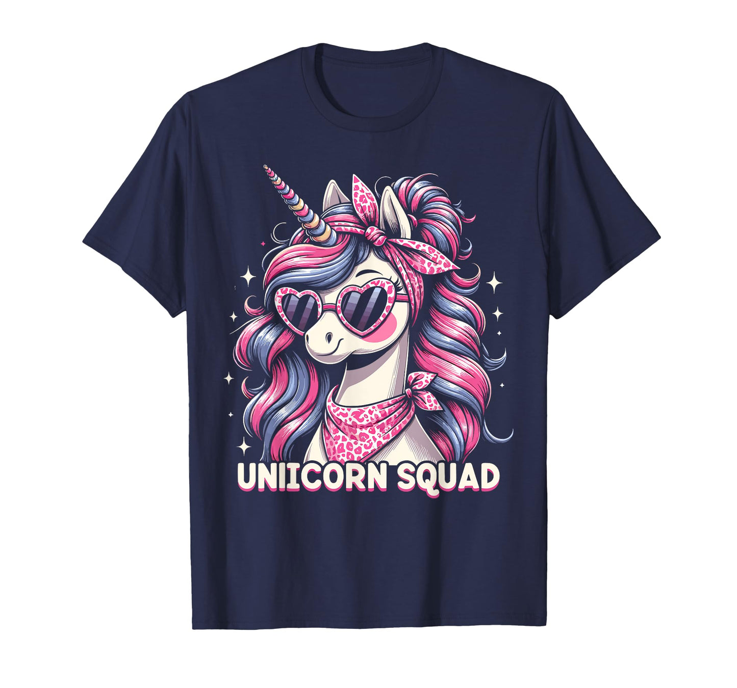 Unicorn Squad - Graceful Unicorn with leopard Bandana T-Shirt