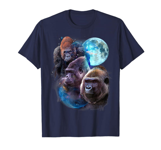 3 Moon Gorilla Funny Great Ape Art Cool Primate Animal Lover T-Shirt
