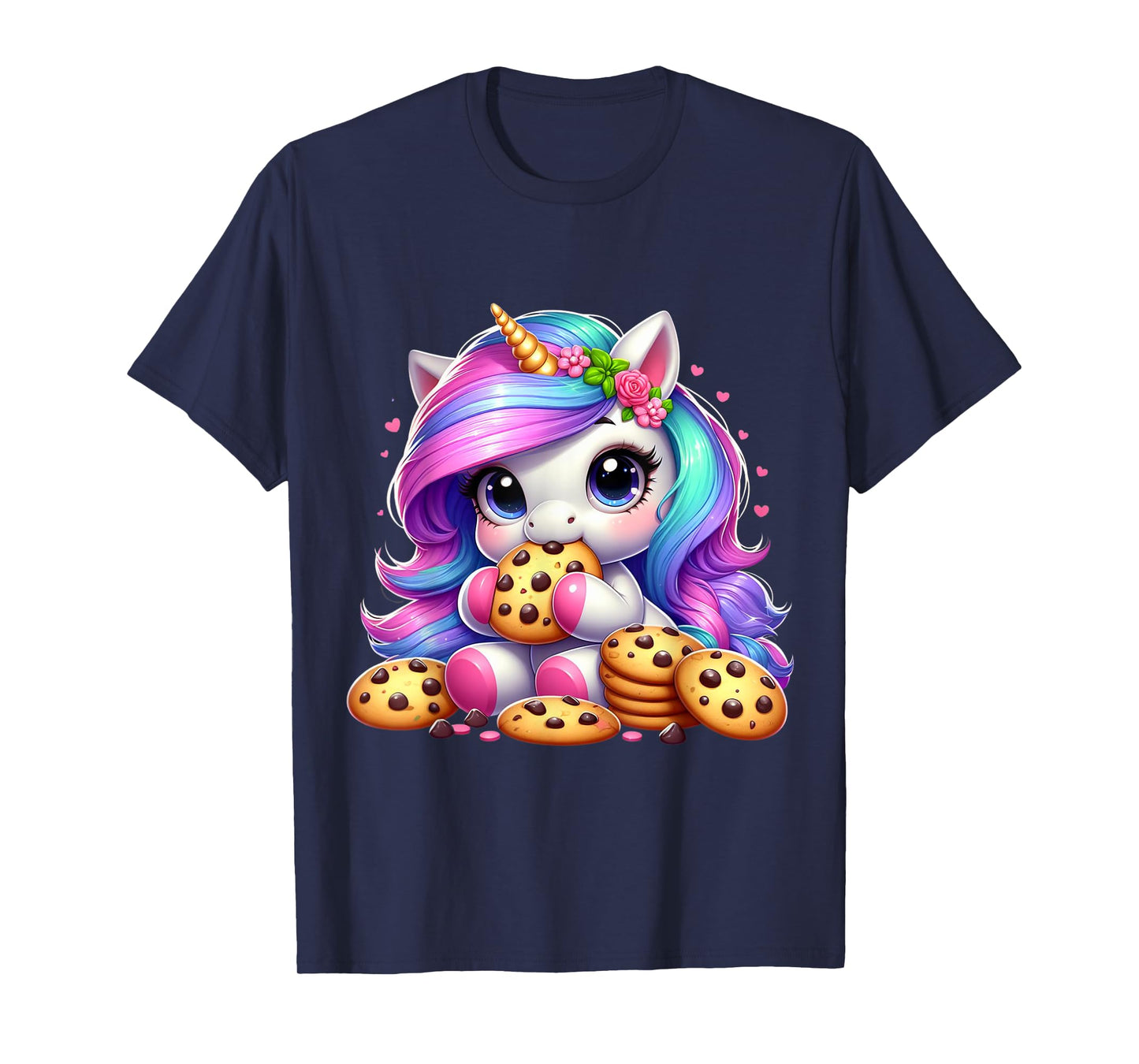 Unicorn Eating Chocolate Chip Cookies Men Women Kids T-Shirt