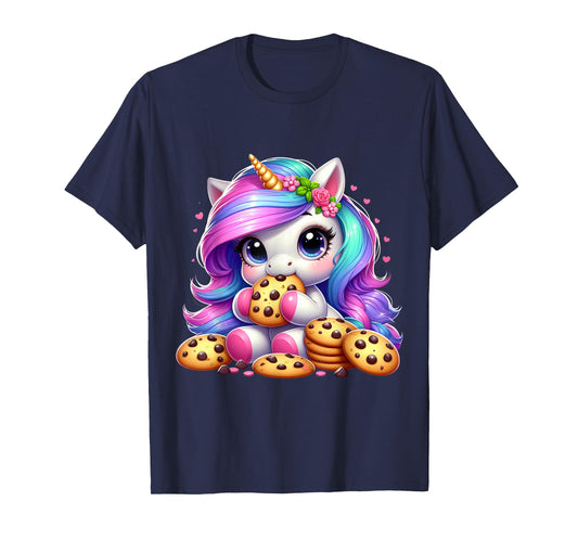 Unicorn Eating Chocolate Chip Cookies Men Women Kids T-Shirt
