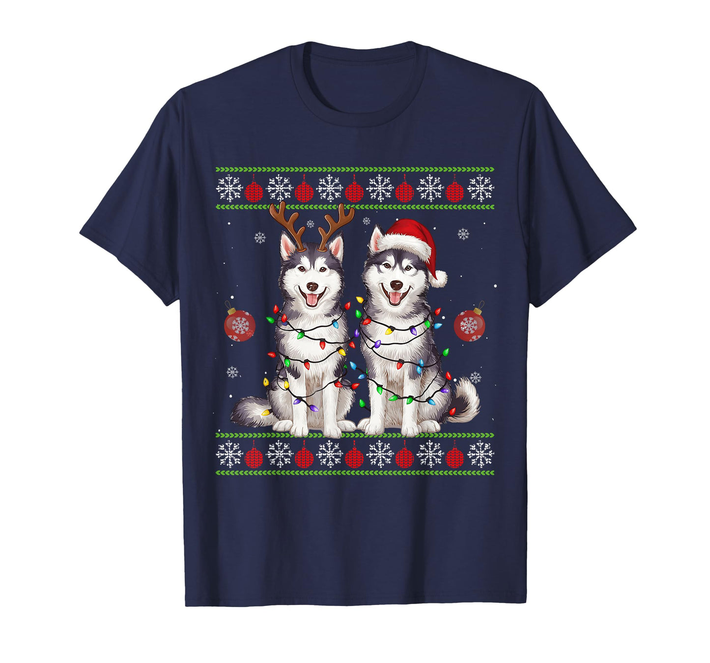 Siberian Husky Christmas Santa Reindeer Christmas Sweater T-Shirt