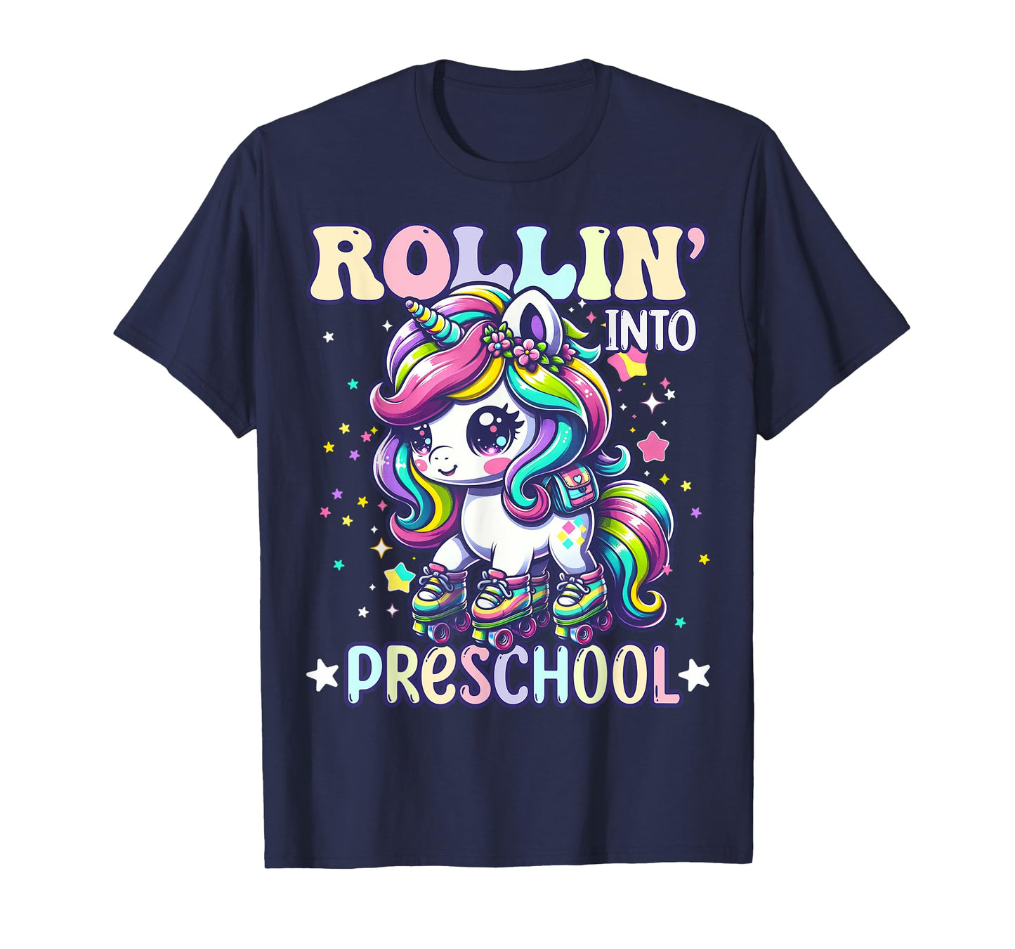 Preschool Back To School First Day Girls PreK Rollin Unicorn T-Shirt