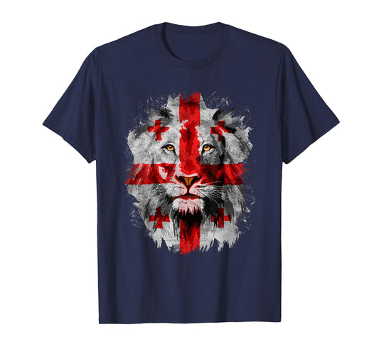 Vintage Georgia Flag with Lion Face Georgian Georgia Flag T-Shirt