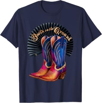 Retro Western Cowgirl Cowboy Linedance Boots On the Ground T-Shirt