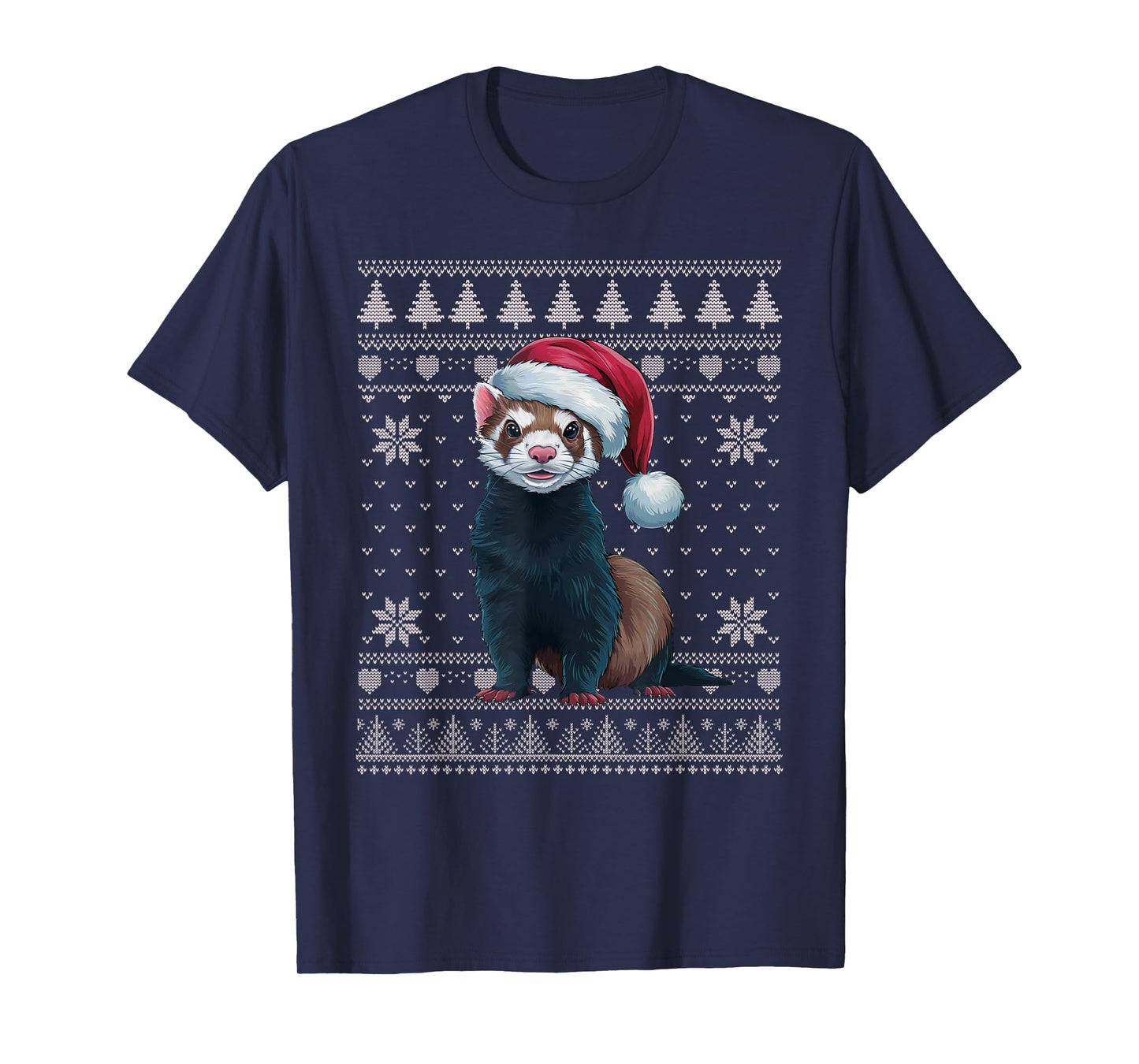 Funny Ferret Ugly Christmas Sweater Santa Xmas PJs T-Shirt