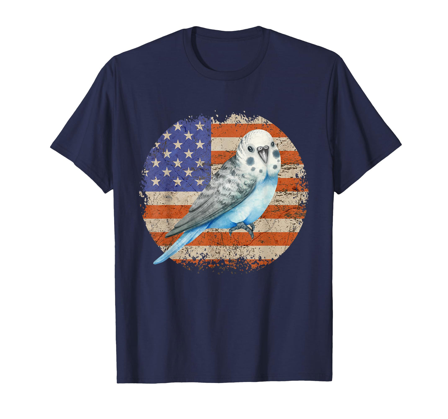 Parakeet Budgie Retro Grunge Patriotic American US Flag T-Shirt
