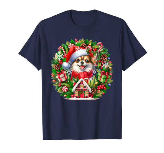 Santa Chihuahua Christmas Floral Circle Matching Owner Kids T-Shirt