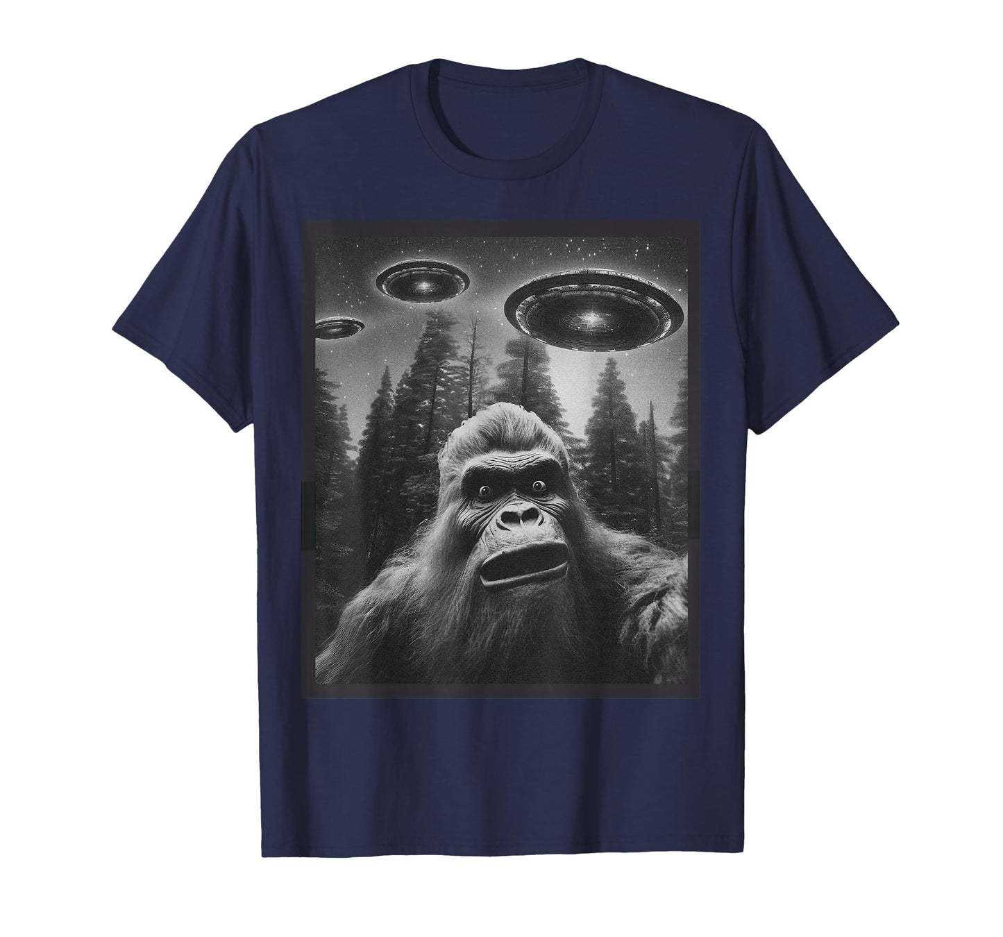 CAT Funny Graphic Tee For Men Women Bigfoot Sasquatch Alien UFO T-Shirt