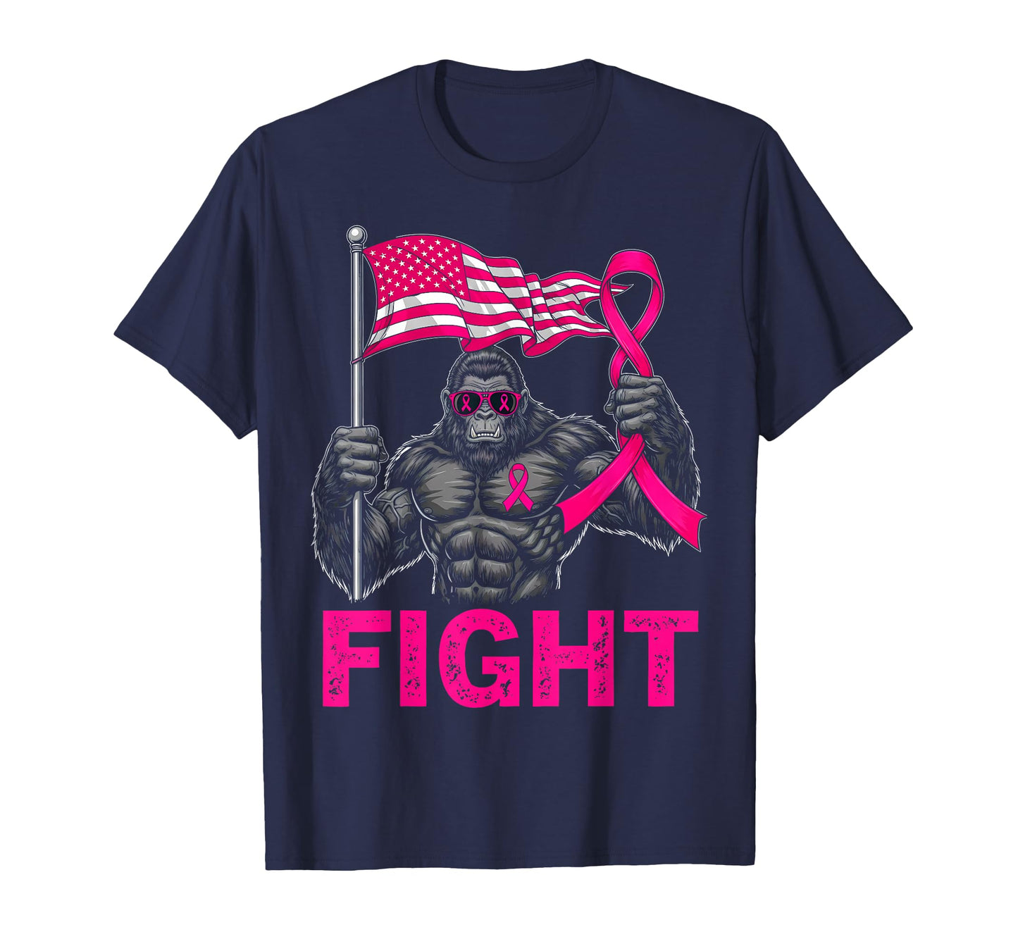 Bigfoot Pink Ribbon Fight Breast Cancer Awareness Men Women T-Shirt