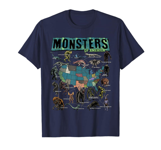 Cryptid Monsters of America Folklore Creature Cryptozoology T-Shirt