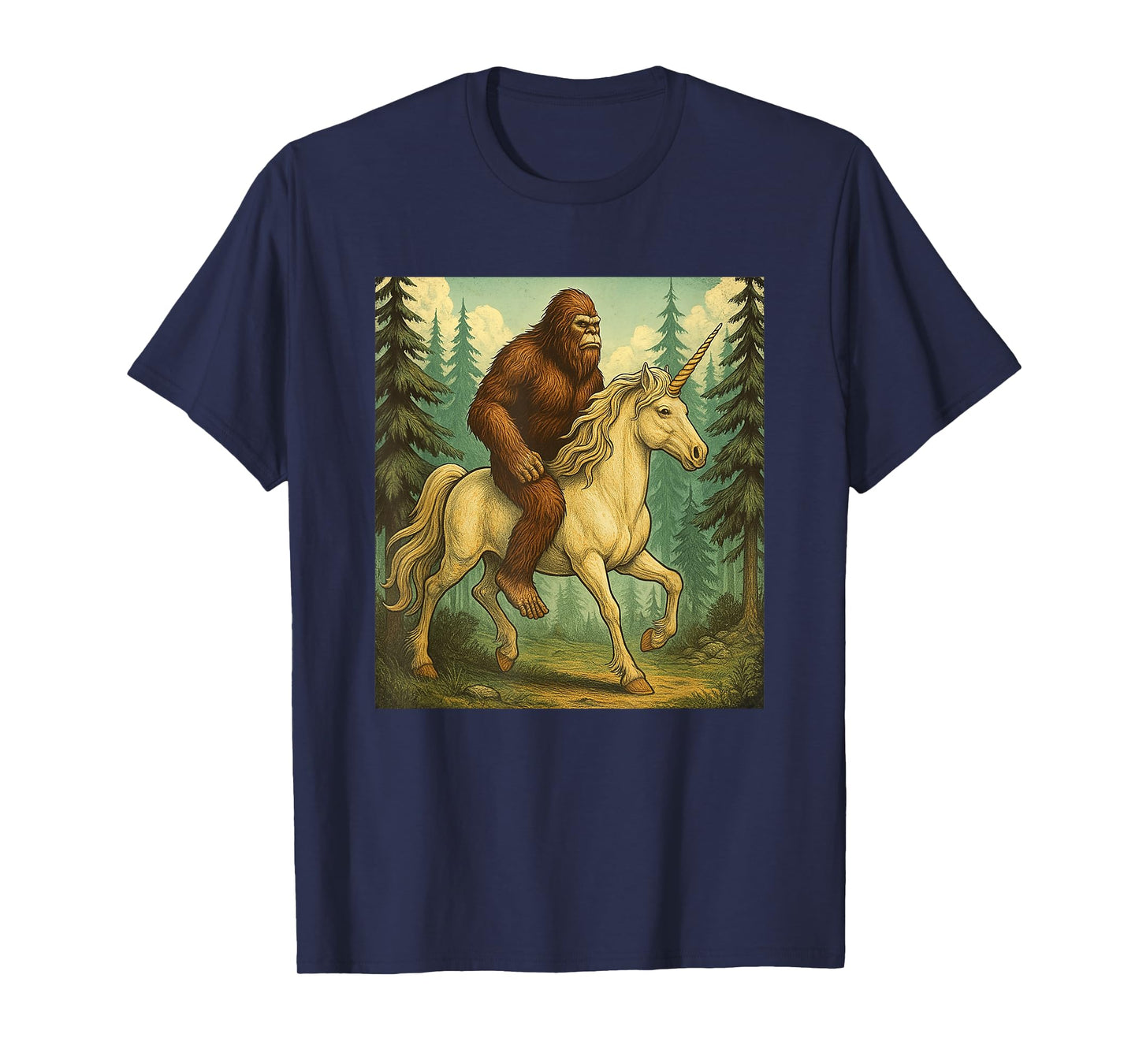 Bigfoot Riding a Unicorn Shirt Men Women Kids Sasquatch T-Shirt