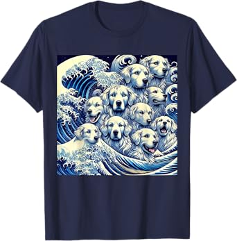 Blue Dogs Wave Japanese Art Women Men Kids Anime Graphic T-Shirt