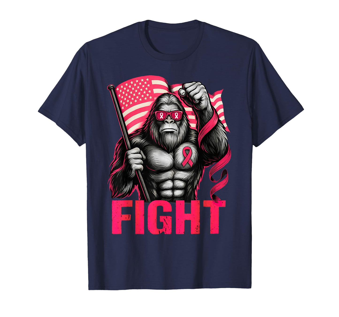 Bigfoot Pink Ribbon Fight Breast Cancer Awareness T-Shirt