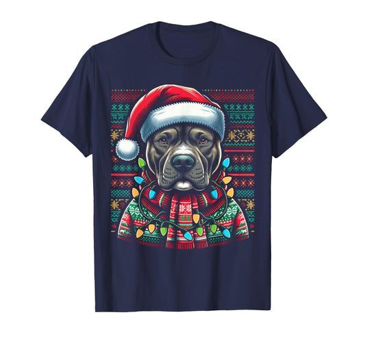 Christmas Pit bull Xmas Pit Bull Mom Dog Lover Santa Womens T-Shirt