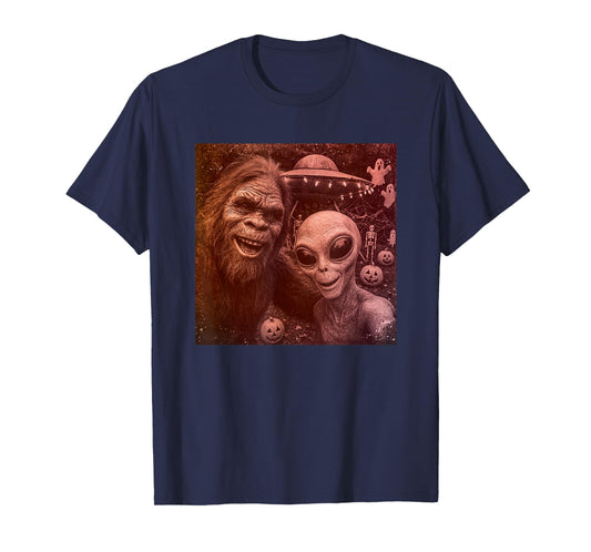 Halloween Bigfoot Alien Holiday Decorating UFO Vintage Funny T-Shirt