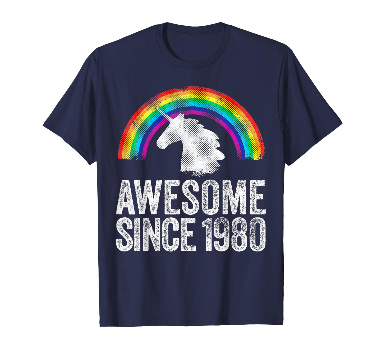 1980 43rd Birthday Gift Unicorn Rainbow 43 Years Old Women T-Shirt
