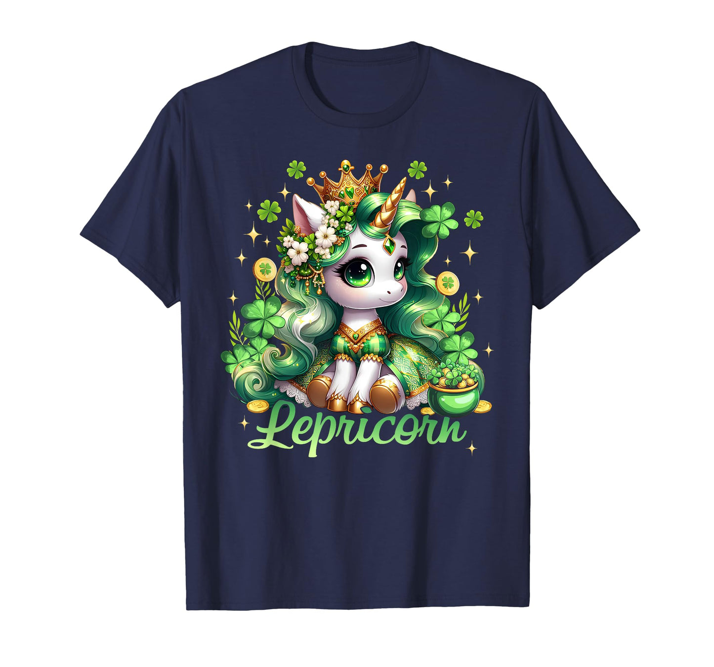 Lepricorn Unicorn Leprechaun St Patricks Day Kids Girls T-Shirt