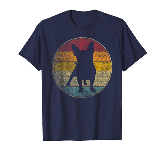 French Bulldog Dog Vintage Distressed Retro Silhouette 70s T-Shirt for Men Women Kids