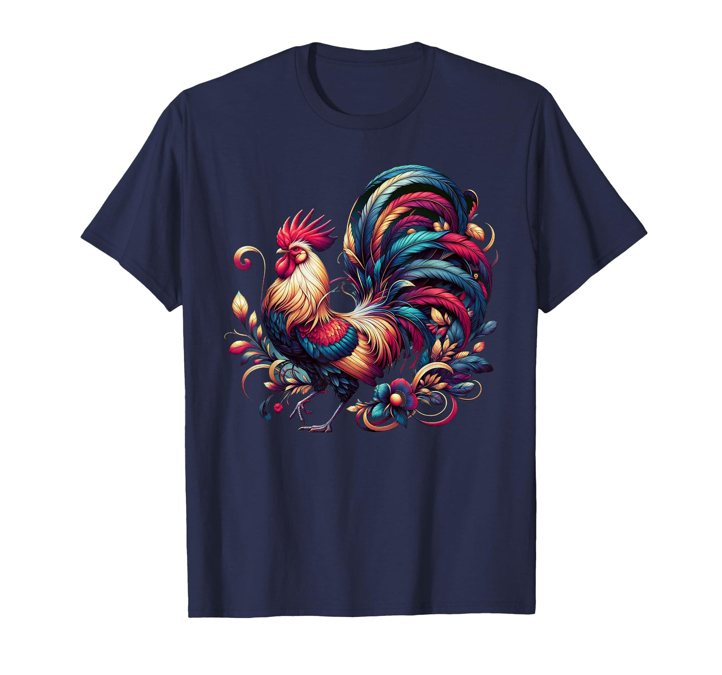 Colorful Rooster Chicken Art T-Shirt