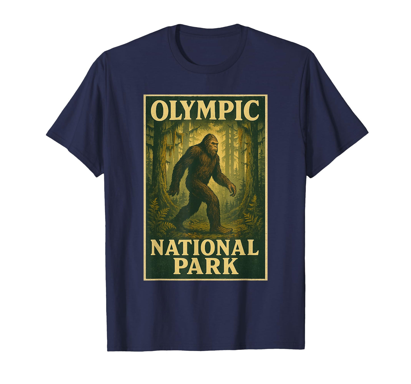 Bigfoot at Olympic National Park Vintage Style Graphic T-Shirt