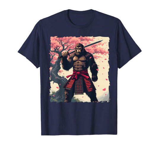 Samurai Bigfoot Sasquatch Vintage Japanese Art Anime Graphic T-Shirt