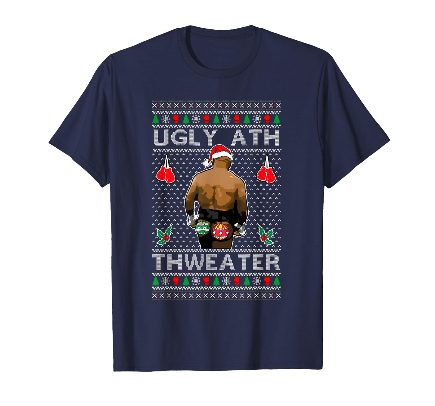 Funny Santa Boxing Ugly Ath Sweater Merry Christmas T-Shirt