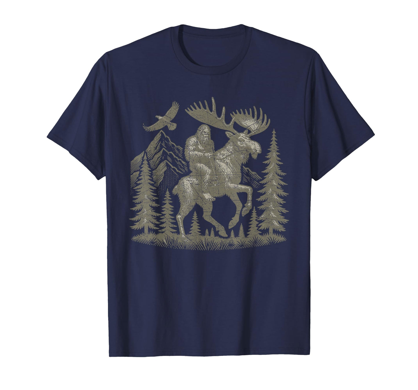 Bigfoot Riding Moose Mountain Adventure T-Shirt