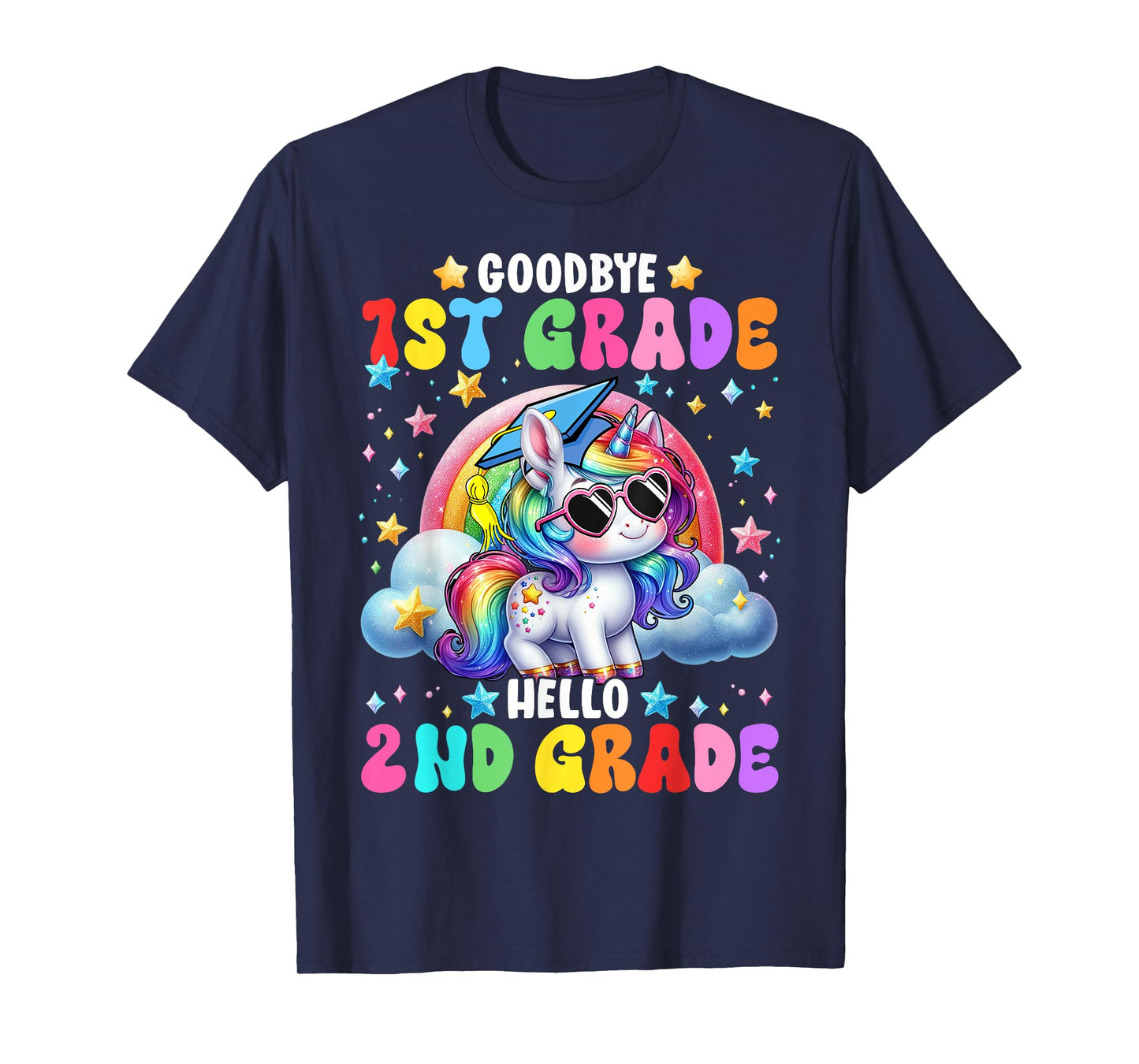 Cute Unicorn Goodbye 1st Grade Hello 2nd Grade Girls Kids T-Shirt