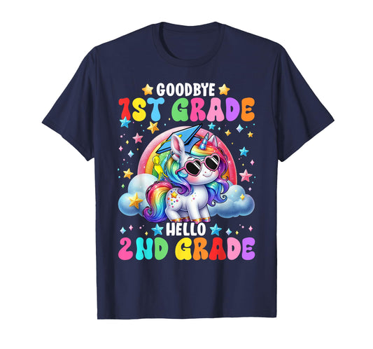 Cute Unicorn Goodbye 1st Grade Hello 2nd Grade Girls Kids T-Shirt