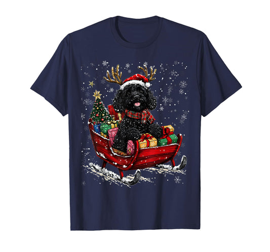 Santa Goldendoodle reindeer Light Christmas T-Shirt