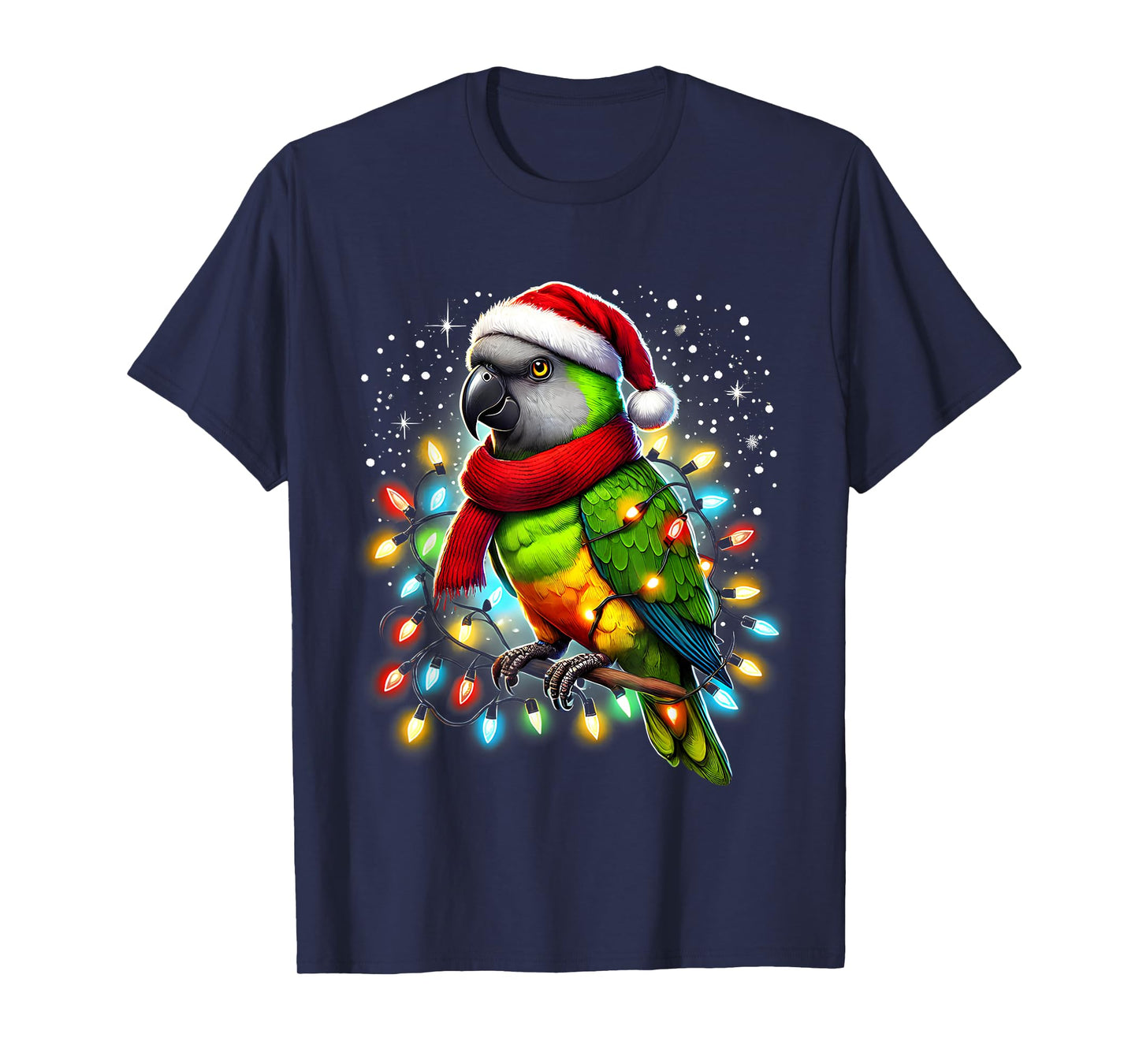 Funny Senegal Parrot Christmas Tree Lights Xmas Parrot Lover T-Shirt