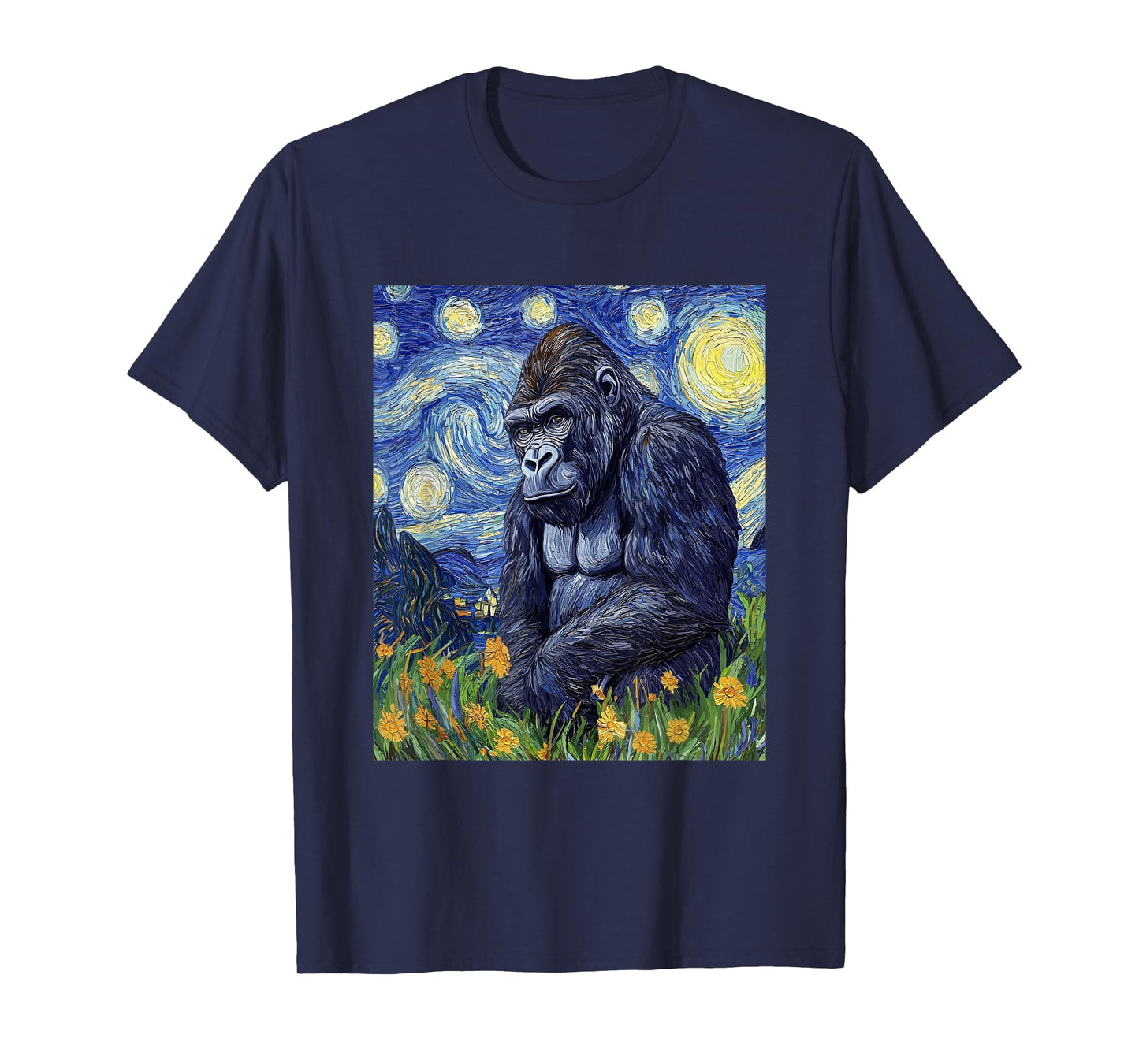 Gorilla Monkey - Van Gogh Style - Starry Night Graphic T-Shirt