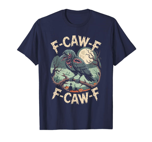 F-CAW-F Zombie Crow Halloween Black Crow Vintage Horror T-Shirt