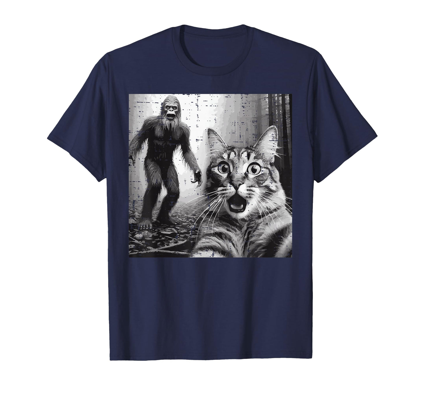Bigfoot Sasquatch Cat Selfie Funny Saying Men Women Kids T-Shirt