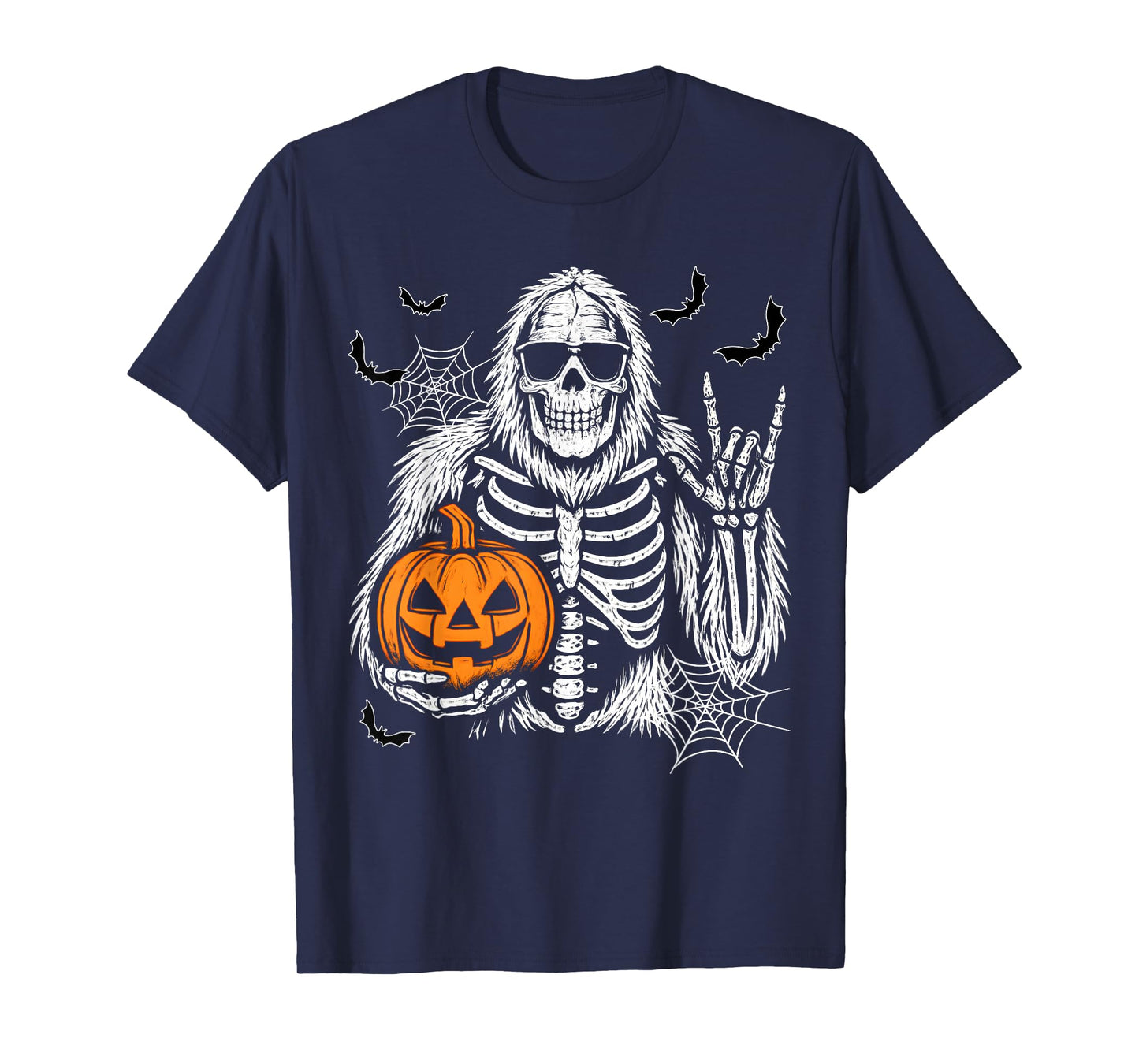 Spooky Bigfoot Jack O lantern Skeleton Halloween Boys Mens T-Shirt