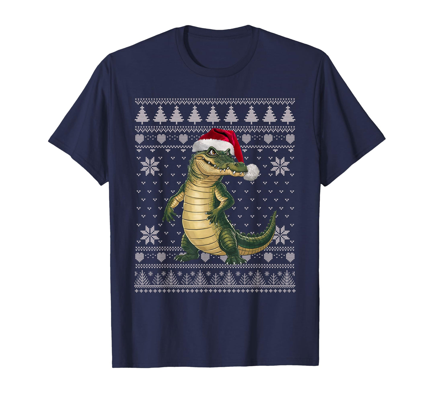 Funny Crocodile Ugly Christmas Sweater Santa Xmas PJs T-Shirt