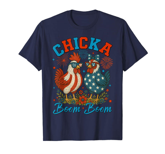 Chicka Boom Boom Funny Patriotic Chicken 4th of July USA Men T-Shirt