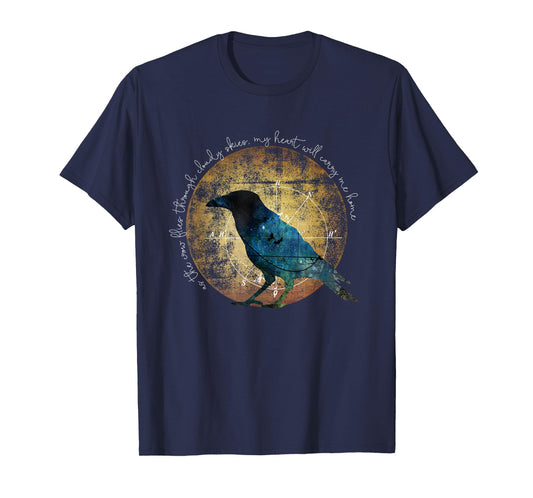 Crow Shirt - As the Crow Flies - Crow Raven Moon Art T-Shirt T-Shirt