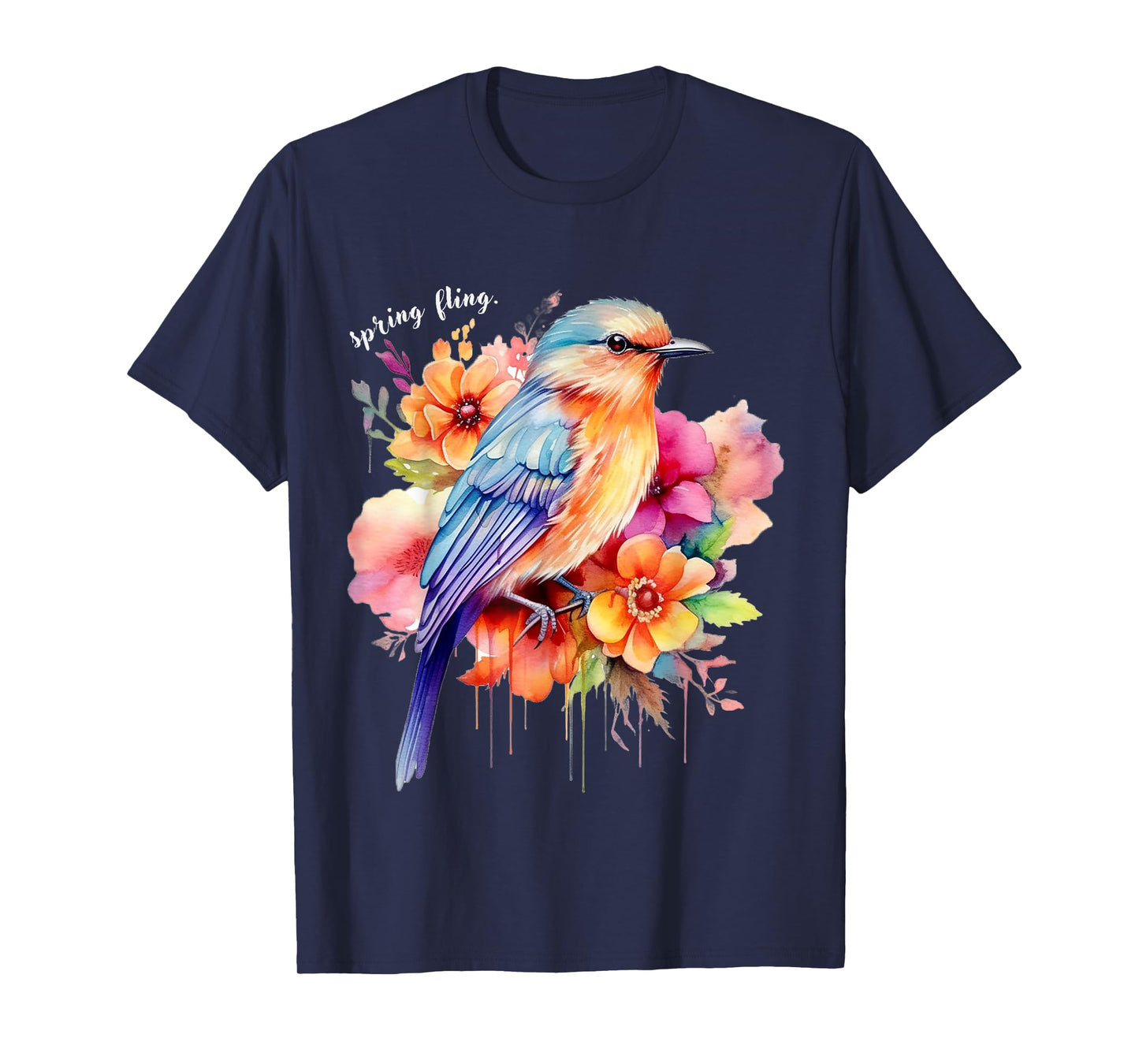 spring fling. Floral Bird Spring Flowers T-Shirt