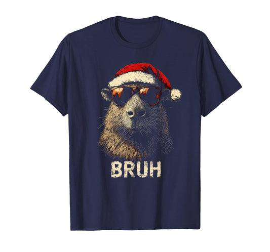 Funny Christmas Tee Capybara For Kids Teens Boys Girls Xmas T-Shirt