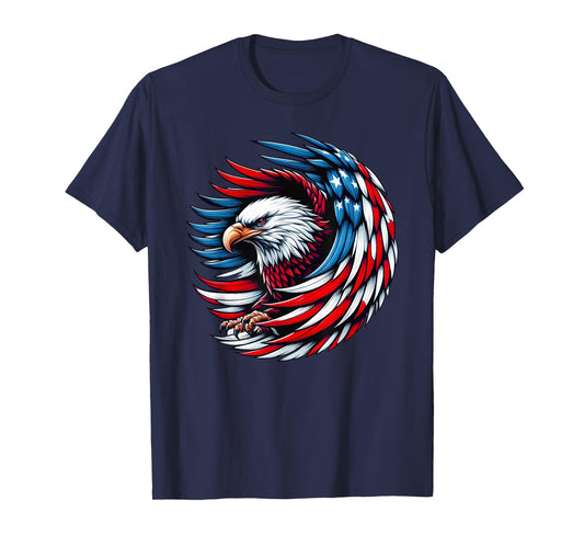 American Bald Eagle USA Flag 4th of July Patriotic Eagle T-Shirt for Women Kids Men